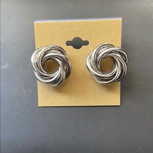 Silver Tone Open Love Knot Earrings